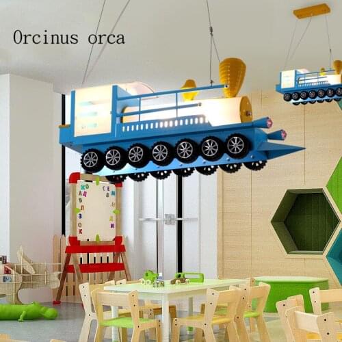 American Creative Railway Chandelier Boys Bedroom Childrens Room Light Cartoon Modern LED Railway Locomotive Chandelier