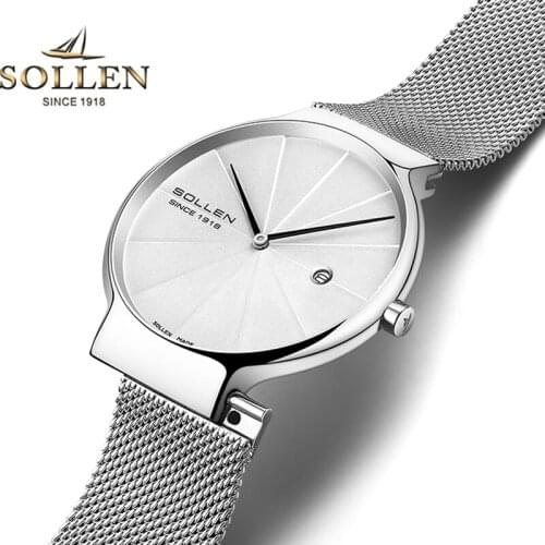 Switzerland Luxury Brand SOLLEN Japan Import VJ24 Quartz Womans Watches Sapphire 7 mm Ultra-thin Waterproof Clocks SL9015XL