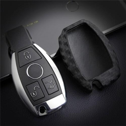 KUKAKEY Car Key Case Cover For Mercedes Benz W203 W210 W211 W124 W202 AMG C E S R CLS CLK CLA SLK Carbon Fiber Car Key Bag Shell