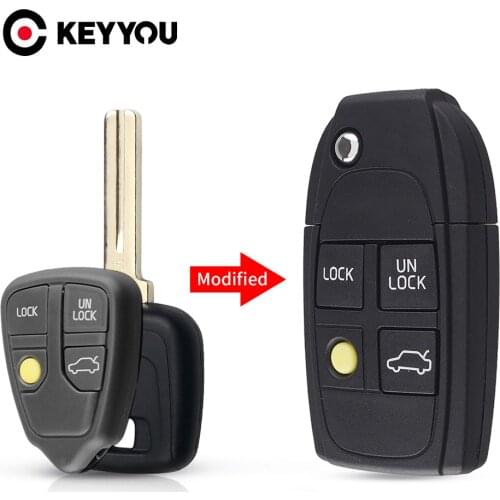 KEYYOU For Volvo Remote Folding Car Key Case Shell Cover For Volvo XC70 XC90 V50 V70 S60 S80 C30 Fob Replacement 2/34/5 Buttons