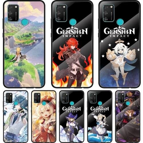 Games Genshin Impact Tempered Glass Cover For Honor 30 20 10 9X 8X Pro Plus Lite Silicone Phone Case Coque