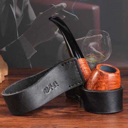 1Pcs Handmade Cowhide Portable Pipes Rack Holders Tobacco Smoking Pipe Stand/Holder Tool Accessories