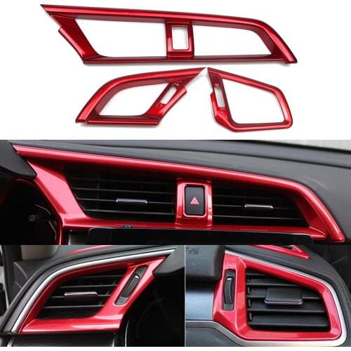 For Honda Civic 2016-2021 Red Interior Front Dashboard AC Air Vent Outlet Cover