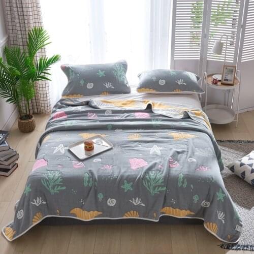Home Textile Jacquard Towel Blanket quilt 100%Cotton Gauze Summer Thin Comforter Sea World kid Children Adult Home Bedding Full