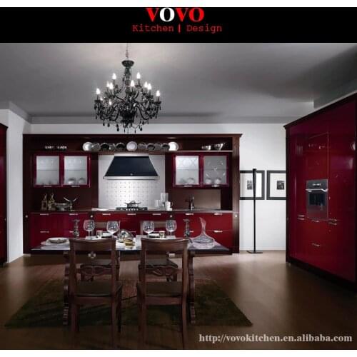 High gloss red integrated kitchen design