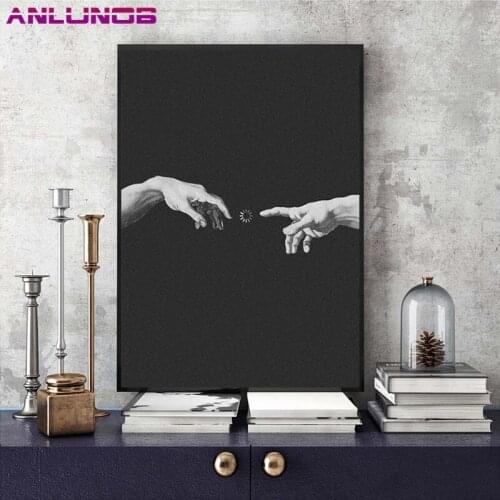HD Print Canvas Painting Home Decoration Michelangelo Creation Adam Black White Wall Art Picture Modern Poster Bedroom No Frame