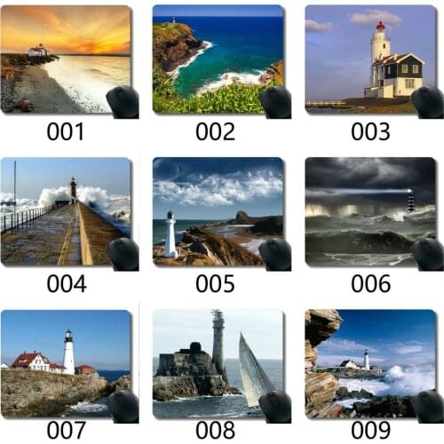 Natural Rubber Mouse Pad Printed with Artificial lighthouse -Stitched Edges