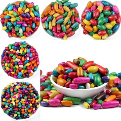 Natural Wood Round Beads Wooden oval Spacer Beading for Jewelry Findings Making Bracelets Accessories