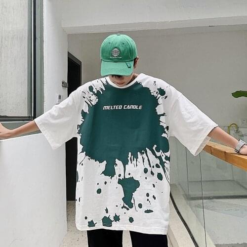 Summer New T Shirt Men Fashion Printed Casual Short-sleeved Tshirt Man Streetwear Trend Wild Loose Hip-hop T-shirt Male Tops