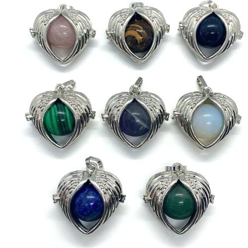 31x31mm Copper Material Wrapped Natural Stone Turquoise Agate Angel Wings Charm Jewelry Pendant DIY Making Necklace Bracelet