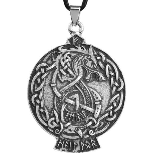 Vintage Fenrir Wolf Odin Viking Valhalla Pendant Norse Pagan Gods Jewelry Celt Rune Mens Necklace