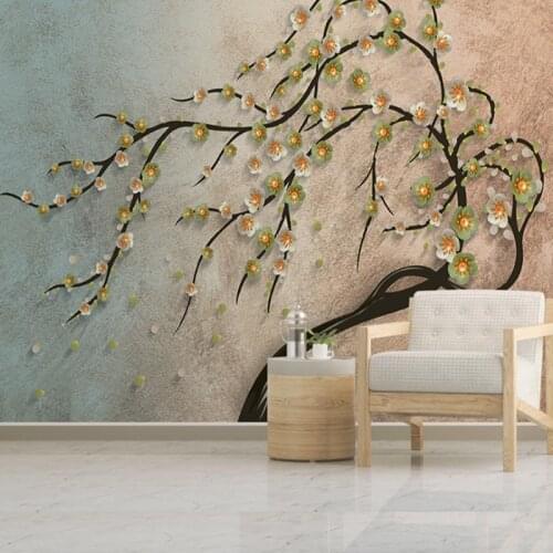 Custom mural art murals Southeast Asian Thai murals auspicious tree living room sofa wallpaper bedroom