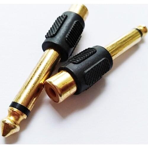 NCHTEK Gloden Plated 1/4" 6.3MM MONO MALE TO RCA FEMALE AUDIO ADAPTER JACK/Free shipping/100PCS