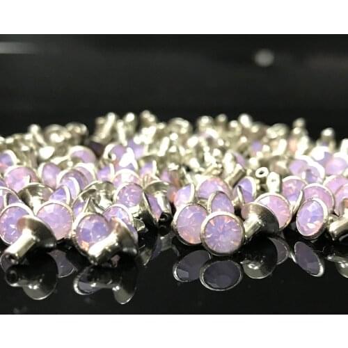 New Coming DIY 50PCS 4MM Rose Water Opal CZ+++ Hardware Rivets Pink Opal Crystal Rivets Leather Craft Punk Studs Fit DIY Making