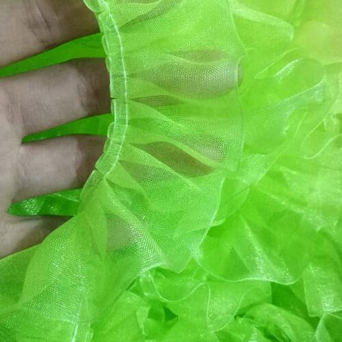 New Tulle Laces Fabrics Purple Green Guipure Lace Fabric Pleated Lace Trim 4cm Sewing Accessories For Dress encajes dentelle RT5