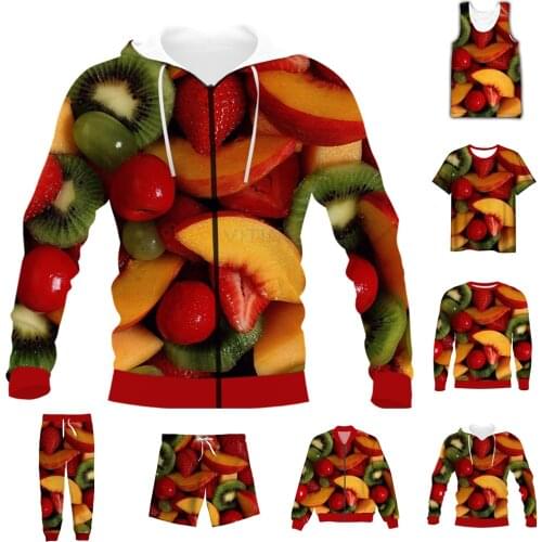 New Funny 3D Full Print Fruit T-shirt/Sweatshirt/Zip Hoodies/Thin Jacket/Pants Four Seasons Casual Suit V52