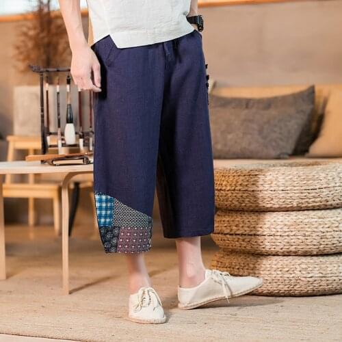 Harajuku Style Leisure Harem Pants Mens Cotton Linen Japanese Sweatpants Male Fashion 2020 Summer Joggers Pants Large Size M-5XL