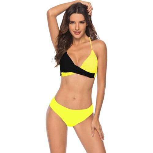 Sexy Swimwear Women Hard-pack Split Swimsuit Color Matching Bikini Set 3XL Push Up Bathing Suit Women Beachwear Two Piece Suit