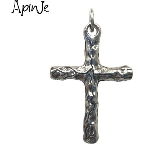 Apinje Silver Jewelry 925 Sterling Silver Necklace Pendant for Men And Women Cross Punk Gothic Couples Romantic Pendant
