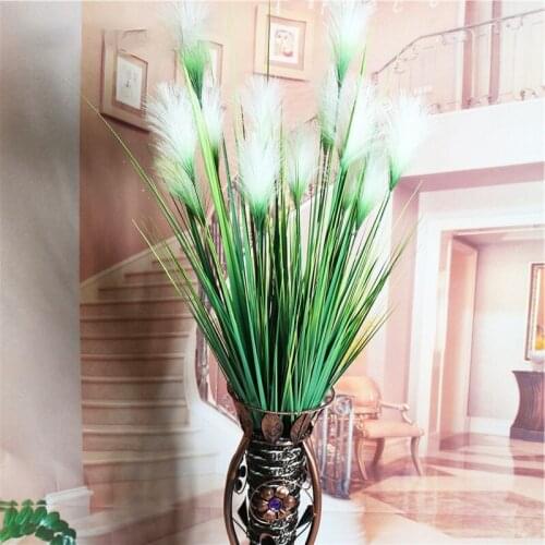 93cm 7 Heads Silk Onion Grass Large Artificial Tree Fake Reed Bouquet Wedding Flower Plastic Autumn Plants For Home Party Decor