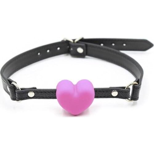 Silicone Heart Shape Mouth Gag Leather Bondage Belt Adult Erotic Games Fetish Slave Restraints Blowjob Gag Sex Toys For Couples