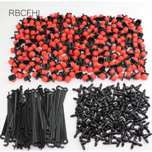 Micro Mist Spray Cooling System 4/7mm Hose Garden Drip Irrigation Kit Automatic Watering Sprinkler Dripper With Tee Connector