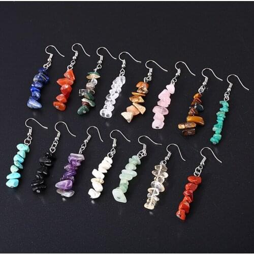 Yingwu Free Shipping Wedding Jewelry Semi Precious Natural Turquoise Agate Gems Stone Chips Dangle Chip Woman Earrings