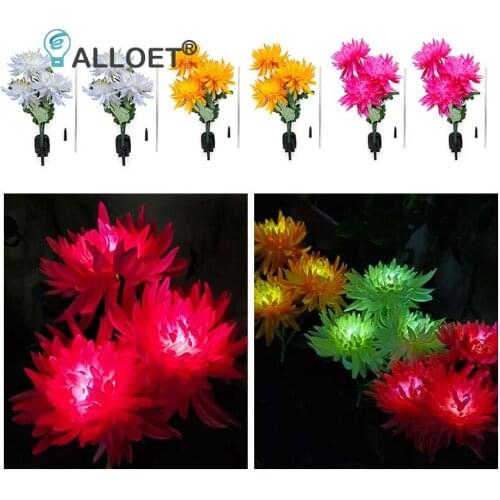 2pcs LED Solar Light Simulation Chrysanthemum Flower Outdoor Waterproof Garden Lawn Stakes Lamps Home Courtyard Decor