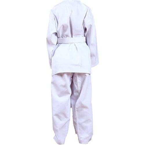 White Karate Uniform with Belt Light Weight Elastic Waistband & Drawstring for Children Student Breathable Training Suit Sport