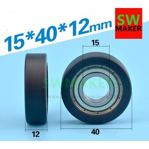 15*40*12mm embedded 6002ZZ bearing nylon plastic coated pulley bearing sliding mechanical flat wheel roller