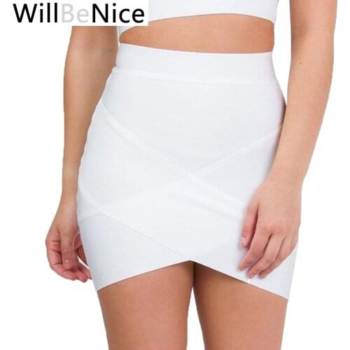 WillBeNice 2019 Women Mini Irregular Elastic Bandage Skirts Sexy Slim Pencil Bodycon Skirts Summer Wholesale Mini Bandage Skirt