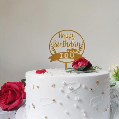Golden Acrylic Birthday Cake Toppers I Love You Baking Cake Decoration Supplies for Kids Birthday Party Cake Toppers Baby Shower