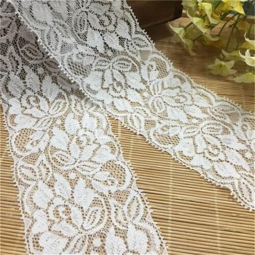 1 feet Width 6.5cm White Stretch Elastic Lace Edge Trim Ribbon Fabric Embroidered Applique Sewing Craft Wedding Dress Clothes