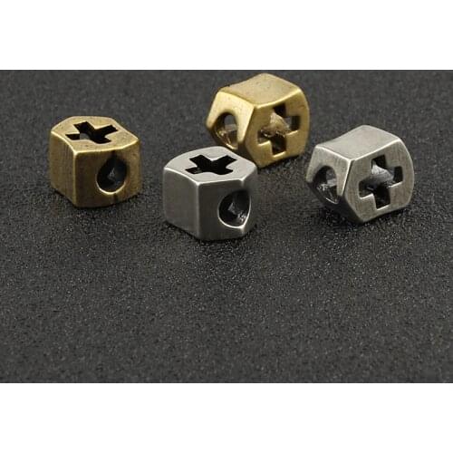 1pcs Cross Brass Knife Beads Umbrella Rope DIY EDC Lanyard White Paracord Bead