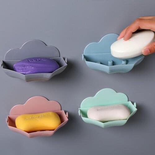 1PC Cloud Soap Holder Wall Mounted Hanging Bathroom Shower Soap Dish Shower Plates Soap Storage Drain Plastic Soap Tray Rack
