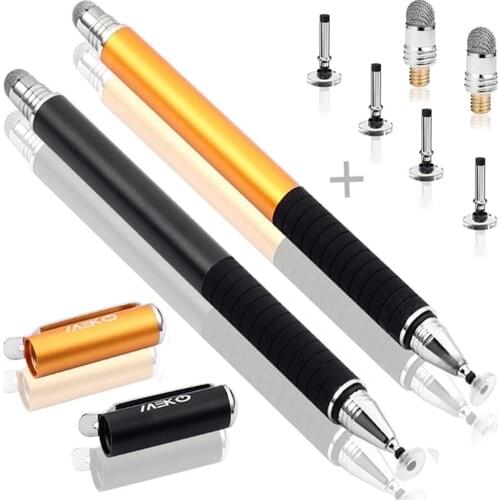 2pcs) 2-in-1 Precision Stylus Disc Tip with Fiber Tip Touch Screen Pen Drawing Pencil for iPad iPhone Xiaomi Samsung Tab