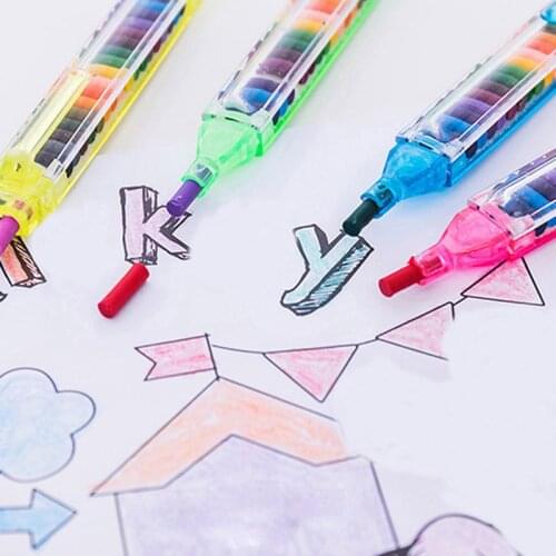 2 Pcs Paint Drawing Crayon Pen 20 Colors Kids DIY Graffiti Pencil Children Art Supplies Painting Tool Educational Toy L4MB