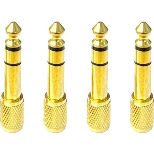 2pcs Gilded Adapter Connector Converting 6.5mm to 3.5mm 6.5 to 3.5 Male to Female for MIC Microphone