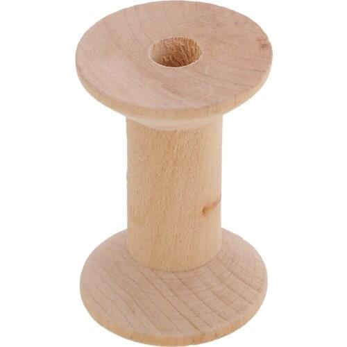 20pcs Natural Wooden Empty Thread Spools For Sewing Ribbons Craft 47mmx31mm