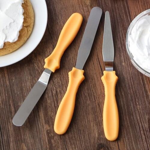 3pcs Stainless Steel Butter Cake Cream Knife Spatula for Cake Smoother Icing Frosting Spreader Fondant Pastry Cake Decorating