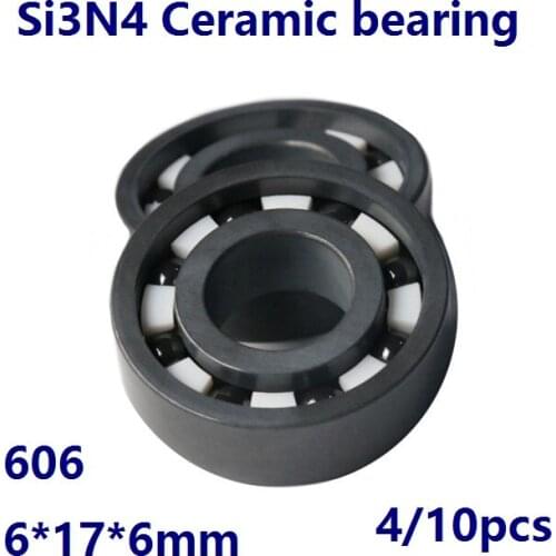 4/10pcs 606 Full Si3N4 ceramic bearing full Ceramic bearings silicon ceramic deep groove ball bearing 6*17*6mm