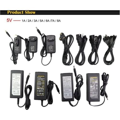 24V LED Power Supply 5volt Transformer 12volts charger AC to DC 110V 220V to 12V 5V 24V 2A 3A 5A 7A 8A 10A 12V DC power adapter