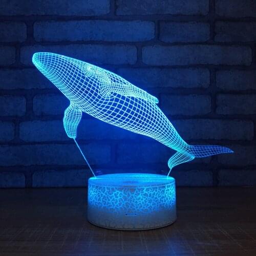 Acrylic Table Lamp 3D Shark For Home Room Decor Colorful LED Night Lights Kid Child Creative Gift