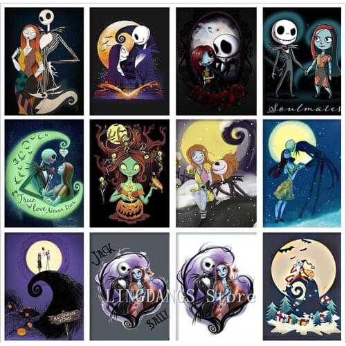 5D DIY Diamond Painting Disney Sally Jack Skellington Movie Christmas Fright Night Diamond Embroidery Cross Stitch Home Decor