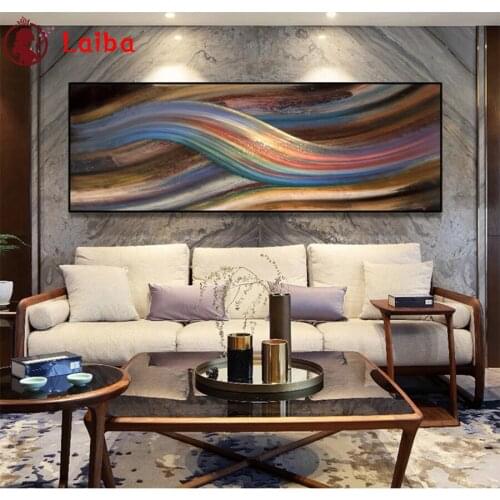 Diamond Embroidery Modern abstract rainbow ribbon Full Square round Diamond Mosaic Rhinestones Painting Cross Stitch Wall Decor