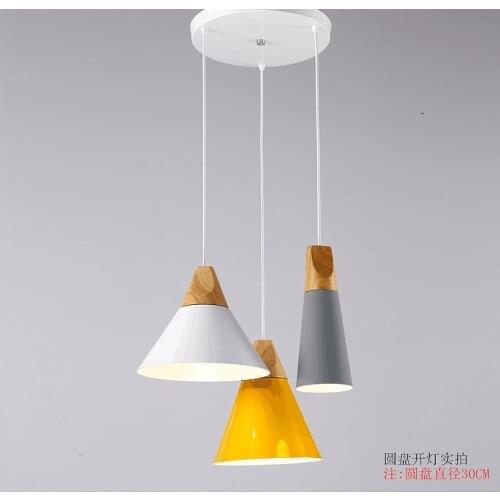 3 in 1 Nordic style Aluminum pendant Chandelier Restaurant multicolor Modern simple Bar kids room indoor Wood hanging lighting