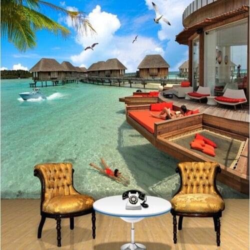 Photo wallpaper custom decorating TV background living room bedroom wallpaper mural 3D stereo seascape mural