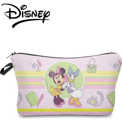 Disney Donald Duck Printed Cosmetic Bags Women Mickey Mouse Makeup Bag Fashion Eco Reusable Storage Bag Cartoon Girl Pencil Case