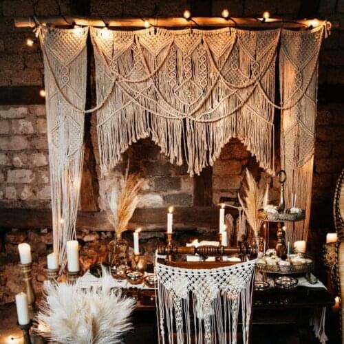 Macrame Wall Hanging Curtains for Wedding Farmhouse Gallery Bedroom Handmade Cotton Tapestry Bohemian Gazebo Wedding Backdrop