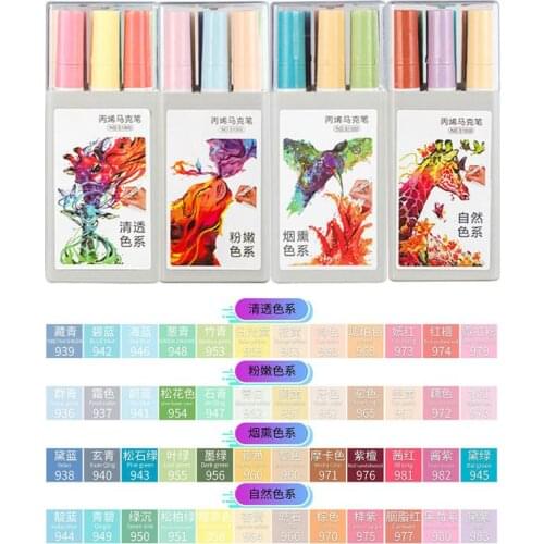 12 Colors Acrylic Paint Art Marker Pen for DIY Graffiti Glass Ceramic Art Painting Drawing Stationery Supplies